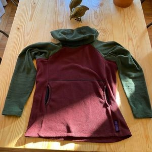 Melanzana Medium green/maroon micro grid hoodie